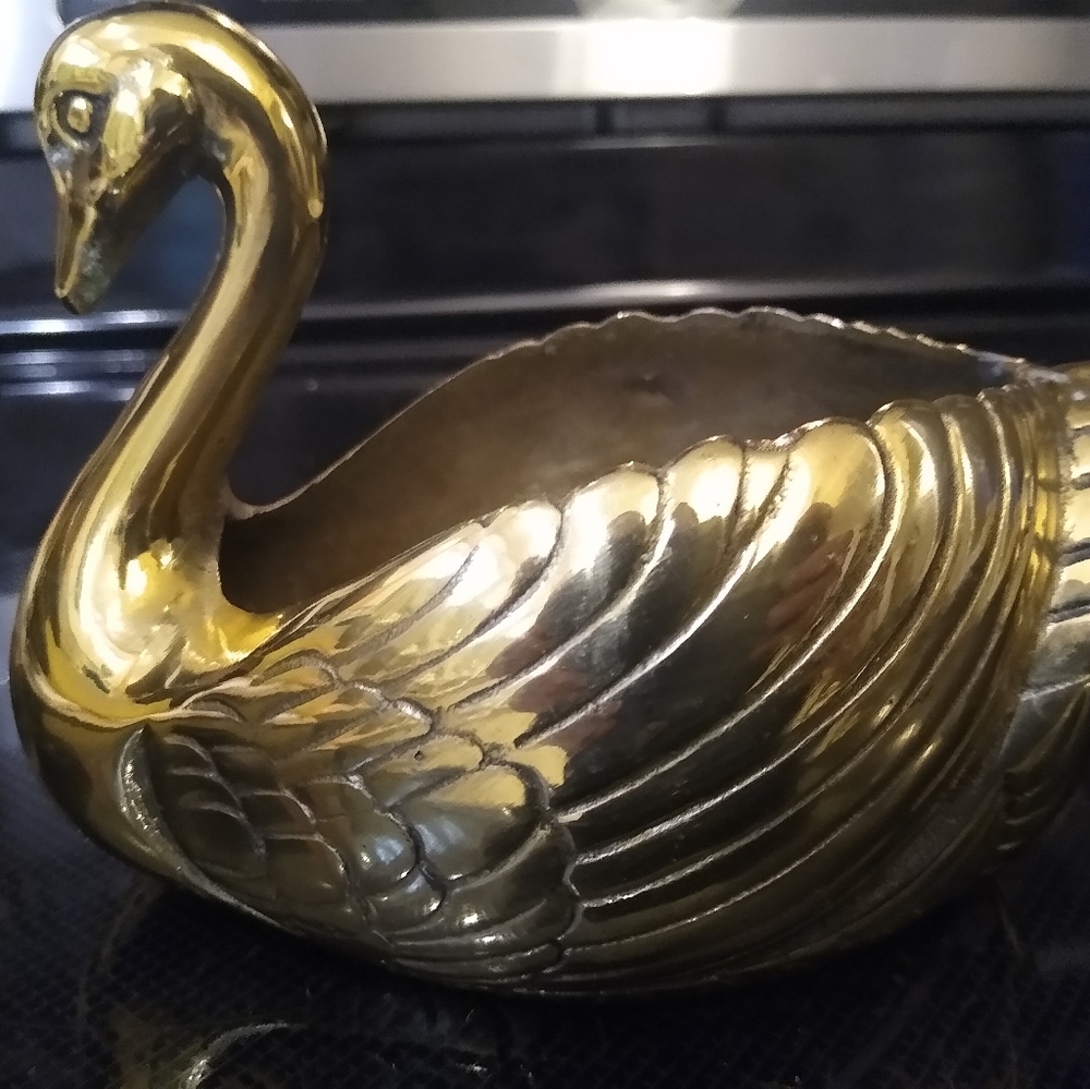 Solid brass swan
